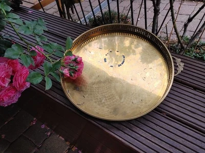 Altes Messingtablett  Durchbruch Requisite Landhaus Nostalgie 665 - Bild 1 von 4