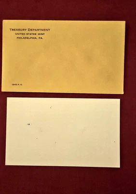1960 EUA Conjunto de Prova Perfeito Envelope Apenas com 1 Inserção de Cartão - Sem Moedas - Imagem 1 de 2