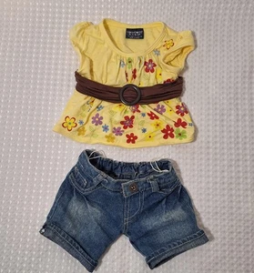 Build A Bear Limited Too Yellow Floral Dress Top Shirt & Denim Blue Jeans Outfit - Bild 1 von 7