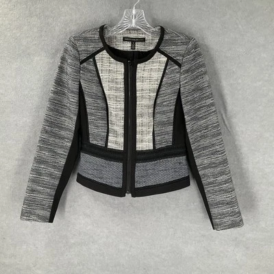 Jaqueta Blazer Feminina White House Black Market Zíper Frontal Tweed Tamanho 0 - Imagem 1 de 4