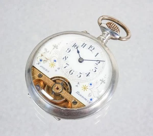 ⚜️ OROLOGIO TASCA HEBDOMAS 8 GIORNI JOURS CASSA ARGENTO 800 EPOCA FUNZIONANTE - Imagen 1 de 11