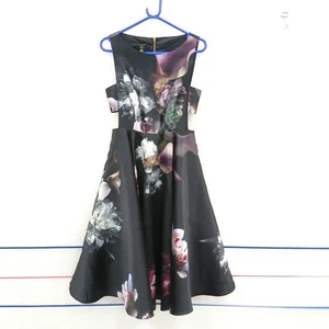 Ted Baker Floral Occasion Dress UK 10 Black 'Lulae' Cut Out Summer RMF-FPL17 - Picture 1 of 6