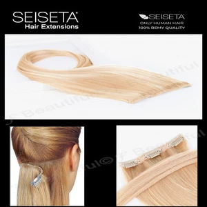 Extension clip capelli veri SEISETA 1 Fascia 12 cm 3 clip lunga 55 cm Hair Remy - Imagen 1 de 29