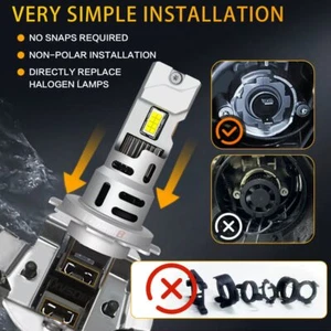LED Car Headlight H7 60w/Pair 20000lm High Low Beam High Beam 6500k - Picture 1 of 8