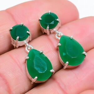 Emerald(Simulated) Gemstone Handmade Ethnic Jewelry Tops Earring 1.06" VM-929