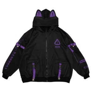 NEW ACDC Rag - Error Code Cyberpunk Tech Oversized Black Purple Jacket - Picture 1 of 9