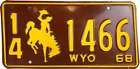 Wyoming 1968 License Plate Vintage Auto Niobrara Co Garage Collector Wall Decor