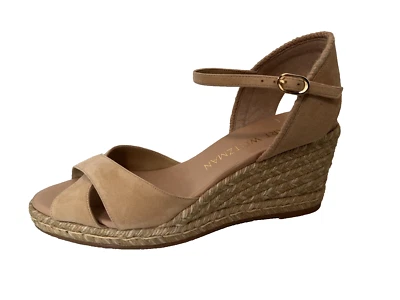 Stuart Weitzman: Mirella II ESPADRILLE Wedge 11 Adobe/Natural New w/box - Image 1 of 4