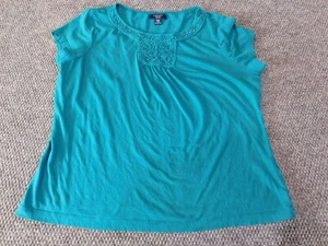 Chap Womens Blouse Extra Large Blue classic pullover top cotton - Picture 1 of 12