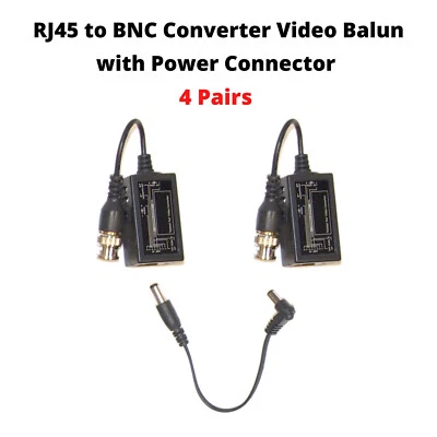 4 PAIR (8 PCS) BNC to RJ45 Twisted Pair Passive Video Balun Connector PTZ CCTV - Image 1 of 4