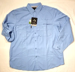 Dri Duck Fishing Hiking Shirt Mens Large Long Sleeves Blue UPF+ Teflon NEW - Picture 1 of 6