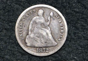 1872 p Seated Liberty Half Dime ** CHOICE VG+ ** FREE SHIPPING - Picture 1 of 2