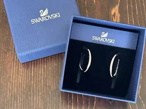 New - Swarovski Pink Hoop Earrings - Swan Signed, with Box - Picture 1 of 8