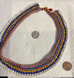 Farben Perlen Perlenkette Tribal Schmuck Indianer Indianer Stil Kunst - Bild 1 von 6