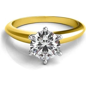 1.50CT Forever One Moissanite 6 Prong Solitaire Wedding Ring 14K Two Tone Gold - Picture 1 of 1