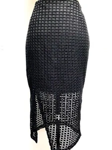 STUNNING! NICOLAS PENCIL STRAIGHT LACE OVERLAY SKIRT $340 NWT GORGEOUS! BLK SZ 8 - Picture 1 of 10