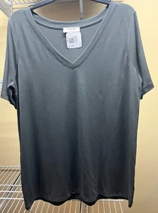 Zenana Outfitters Womens Gray Short Sleeve Basic T-Shirt V-Neck Size X-Large NWT - Picture 1 of 10