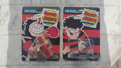 ERTL LOT DE 2 VEHICULES VOITURE AVION PUB DENNIS THE MENACE AND GNASHER - Photo 1/2