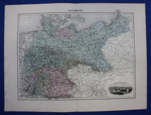 Original antique map GERMANY, BERLIN, DEUTSCHLAND, 'ALLEMAGNE', Migeon, 1891 - Picture 1 of 3