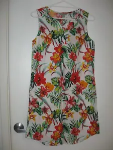 SUZANNEGRAE WHITE FLORAL SLEEVELESS LINEN DRESS SIZE 8 NWT - Picture 1 of 4
