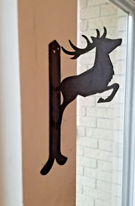 DEER JUMPING FROM WALL HANGING RUSTIC METAL DECOR - Picture 1 of 8