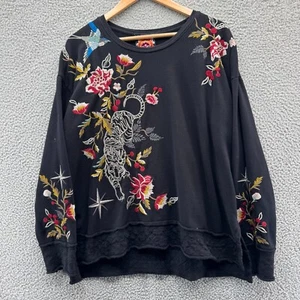 Johnny Was Anzia Embroidered Sweatshirt Women's Large Black Tiger - Bild 1 von 10