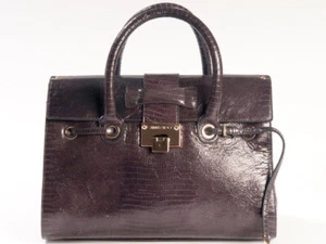 New Jimmy Choo Rosalie Lizard Print Dark Gray Leather Satchel - Picture 1 of 7