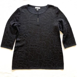 $830 St. John Sport Negro Contraste Rosa Lana Rayón Túnica Talla M - Imagen 1 de 9