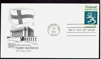 Scott 1334 FDC Finnish Independence 50th Anniversary Artmaster Cachet - Image 1 of 2