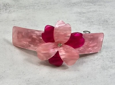 Cierre de pasador francés rosa flor floral accesorios para el cabello a presión Foto 1 de 4