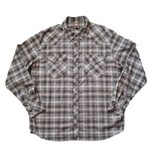 Patagonia Shirt Mens Extra Large Beige Gray Plaid Pearl Snap Long Sleeve Western - Picture 1 of 20