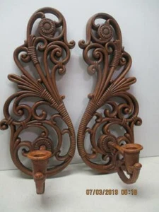 Vtg Home Interiors Candle Sconce Set of 2 Brown HOMCO Dart 3317 Made in USA - Picture 1 of 1