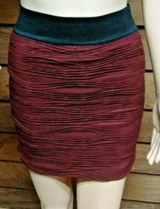 FOREVER 21 Mini Skirt Women's S/P Maroon Lined Knit Elastic Waistband (B-97) - Picture 1 of 10
