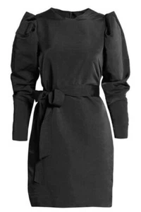 LANVIN H&M BLACK BELTED PARTY CASUAL MINI DRESS UK 12 EU 38 US 8 MEDIUM BNWT - Picture 1 of 12