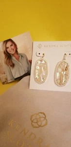 Kendra Scott Danielle weiße Abalone Ohrhänger helles Silber neu ohne Etikett  - Bild 1 von 5