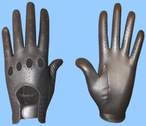 NEW MENS KID LEATHER DRIVING GLOVES-GENUINE METALLIC PEWTER LEATHER size 8-small - Picture 1 of 1