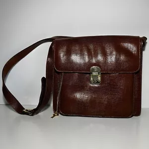 Gino Ferruzzi Bag Firenze Italy Leather Purse Shoulder Handbag Brown W/ Key VTG - Picture 1 of 9