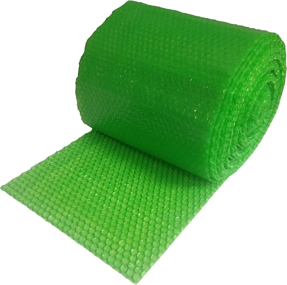 Recycled Small Bubble Cushioning Wrap Padding Roll 50' x 12'' Wide 50FT Green - Image 1 of 1