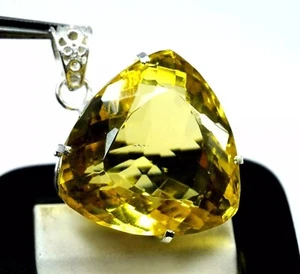 Citrine Natural Yellow 925 Solid Sterling Silver 94.36 Ct Pendant Gem Trillion - Bild 1 von 5