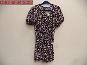 NWT - Good Luck Girl Girl's Black Floral Print Crepe Romper, Sz XS 840152711191 - Picture 1 of 10