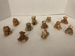 Vintage Mini Teddy Bear Figures Resin Lot Of 11 Bears - Picture 1 of 5