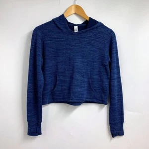 Athleta Girl Youth Heathered Cropped Long Sleeve Pullover Hoodie Sweatshirt SZ L - Picture 1 of 8