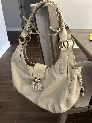 Antonio Melani Beige/cream Leather Tassel  Shoulder Bag - Image 1 of 4