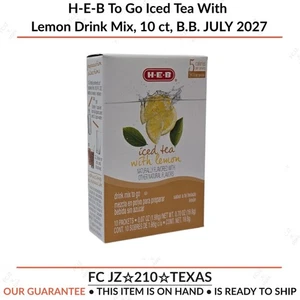 H-E-B To Go Iced Tea With Lemon Drink Mix, 10 ct, B.B. JULY 2027 - Picture 1 of 8