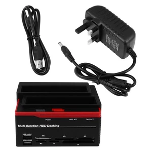 IDE and Dual-disk Multi-function Hard Disk Dock Cards Reader Device UK Plug - Afbeelding 1 van 12