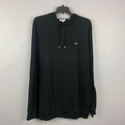 Lacoste Hoodie Mens 3XLT Black Long Sleeve Pullover Kangaroo Pocket Cotton Logo - Image 1 of 4