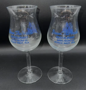 Vintage Down the Hatch Restaurant Ponce Inlet, Florida Stem Fancy Drink Glasses - Picture 1 of 7