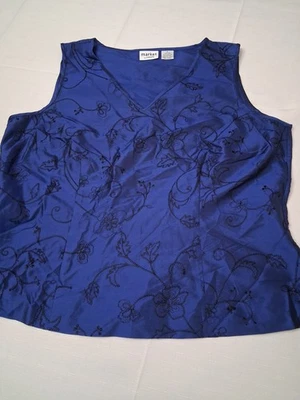 Топ женский Market By Chicos размер 2 синий 100% шелк подкладка M вышитый нарядный  - Изображение 1 из 4