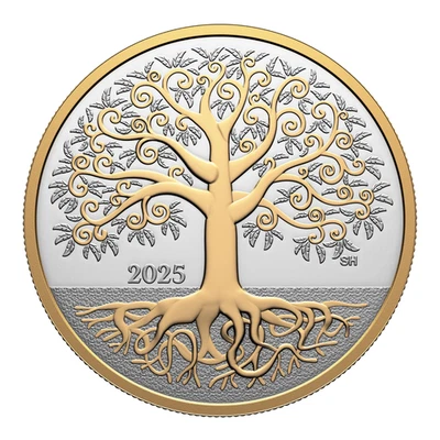 Moneda de plata fina Árbol de la Vida de $10 de Canadá 2025 Foto 1 de 4
