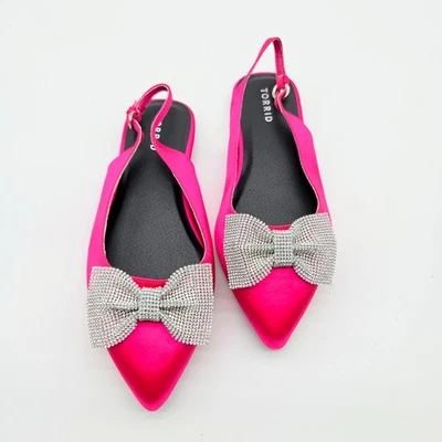 Pisos de ballet con lazo adornados tórridos punta punta talla 9,5 nuevos rosa intenso Foto 1 de 4